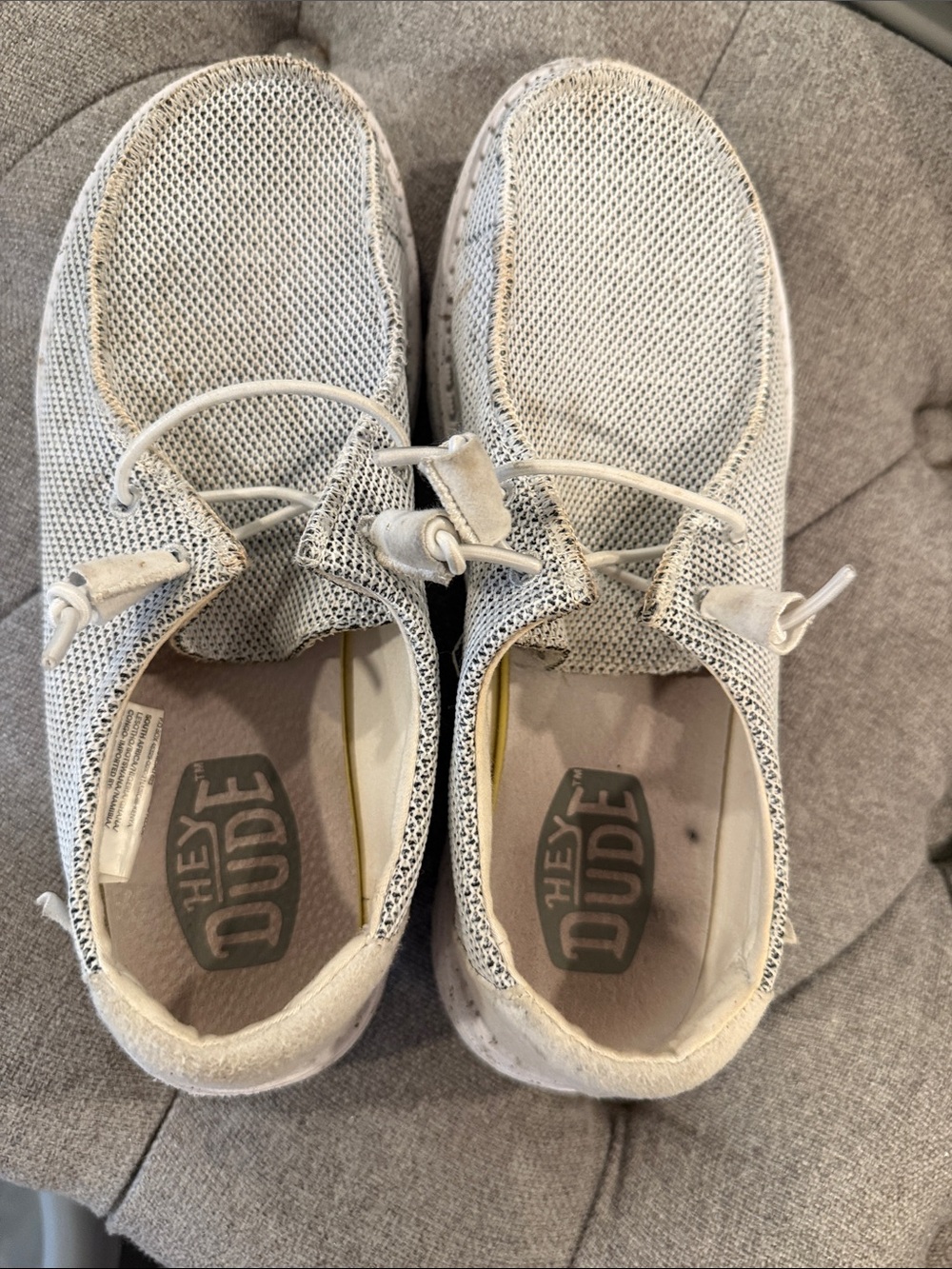 Hey Dude Casual Slip-On Sneakers in Light Gray Mesh